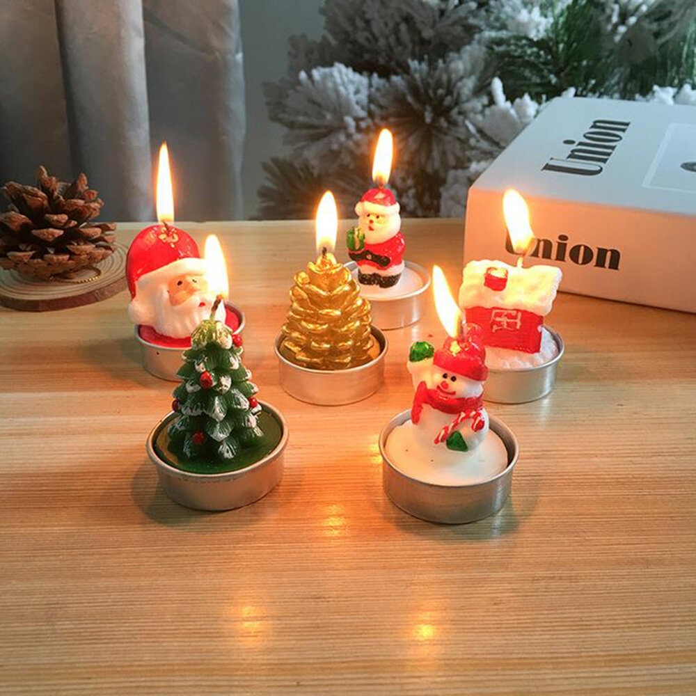 3Pcs 2020  Candles Santa House Snowman  Tree Paraffin Candles Wedding Party Candles Decor Light - 02 - Image 2