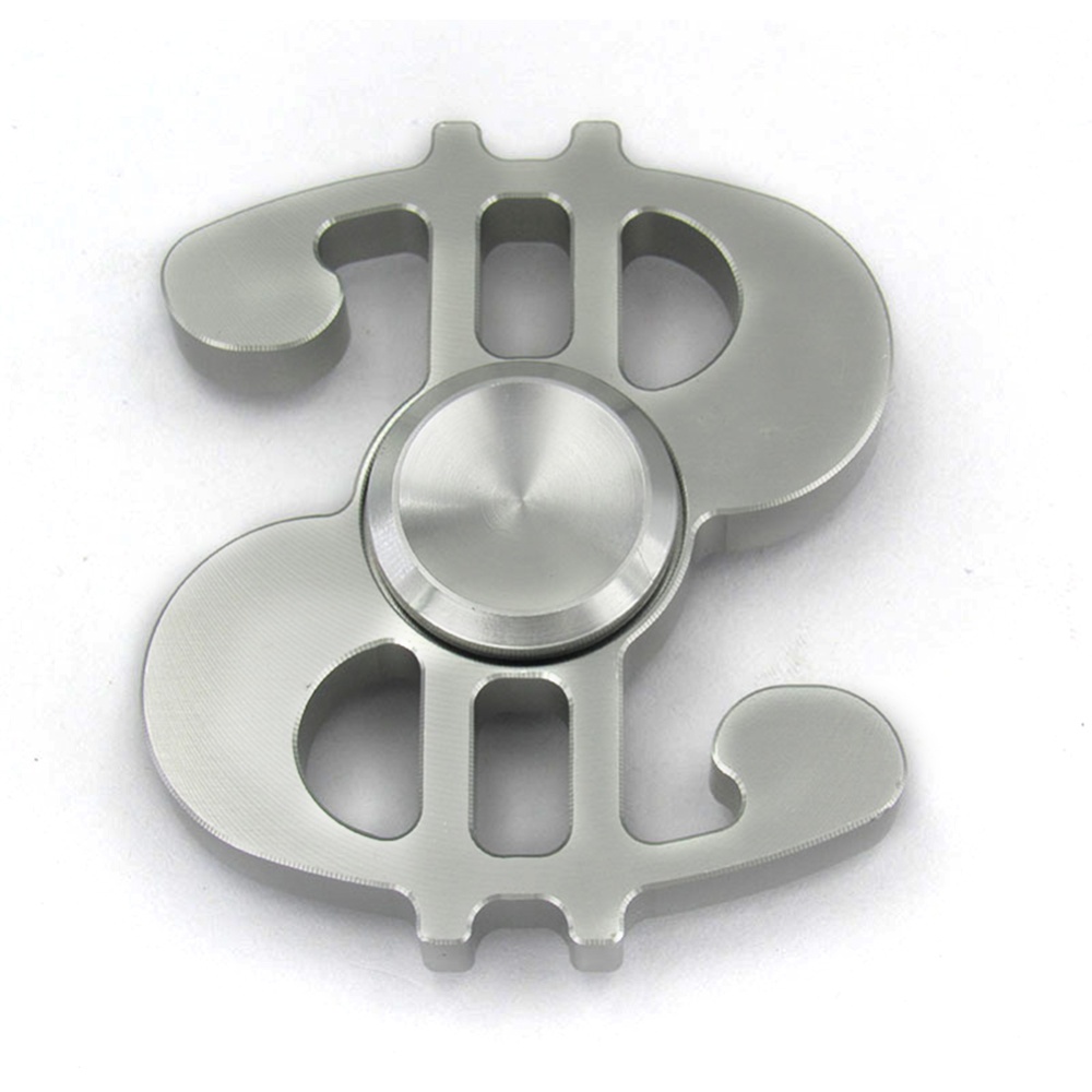 Fidget Spinner Dollar Shape Hand Spinning Toys Stress Reducer for Autism and ADHD Relief Focus Anxiety Gift - Silver