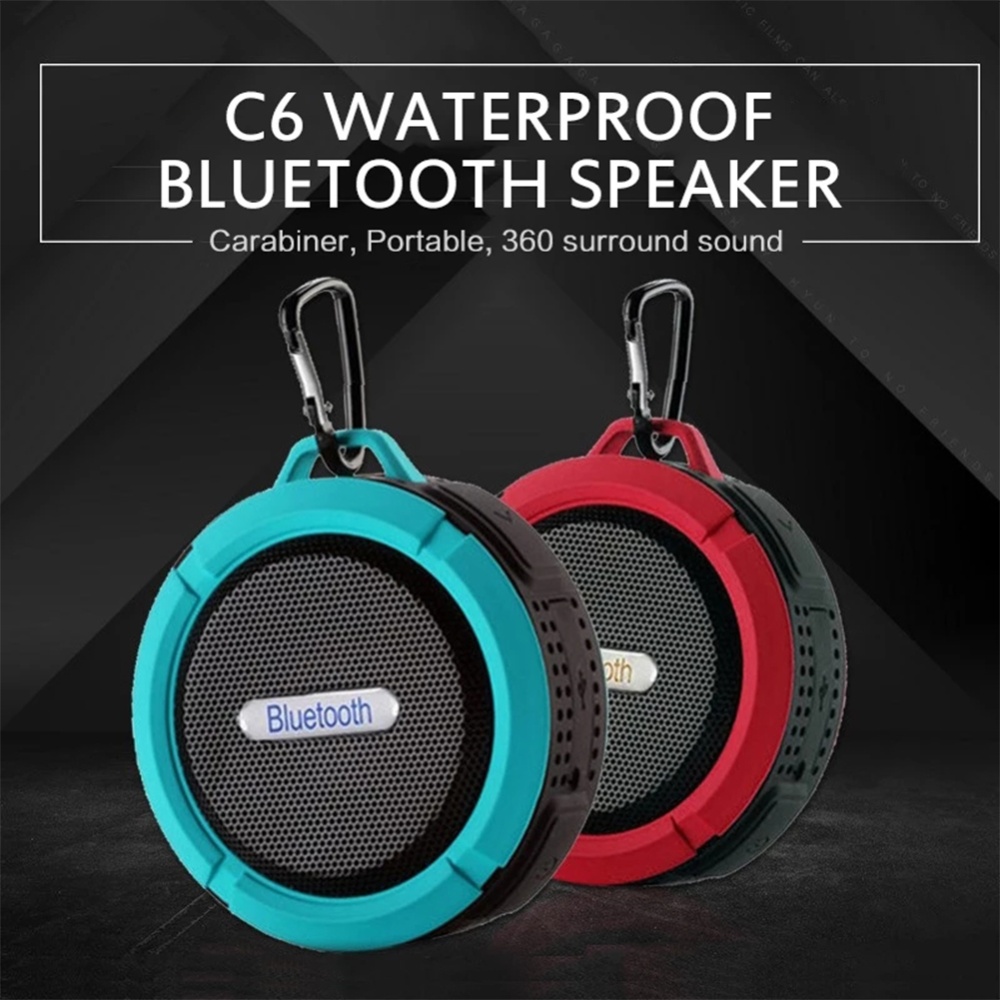 C6 Waterproof Speaker Suction Cup Mini Bluetooth-compatible Stereo Outdoor Sports Subwoofer Small Orange - Image 2