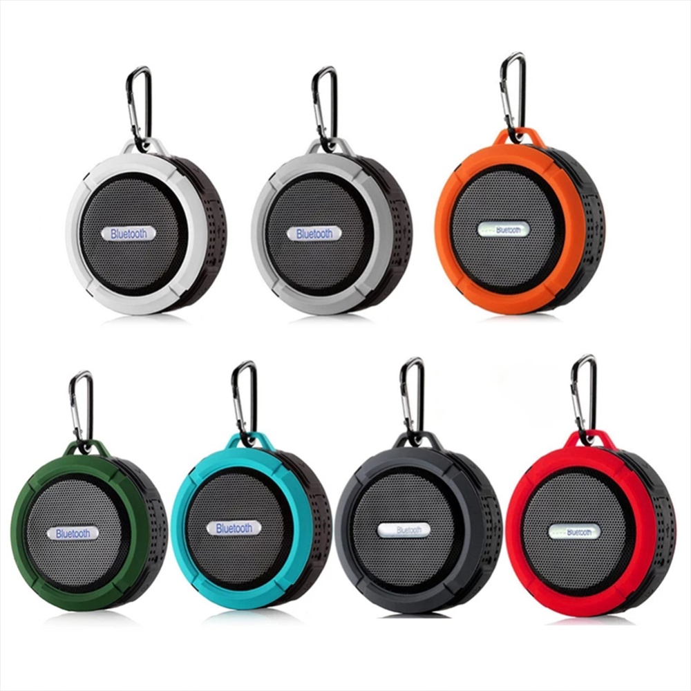 C6 Waterproof Speaker Suction Cup Mini Bluetooth-compatible Stereo Outdoor Sports Subwoofer Small Orange - Image 3