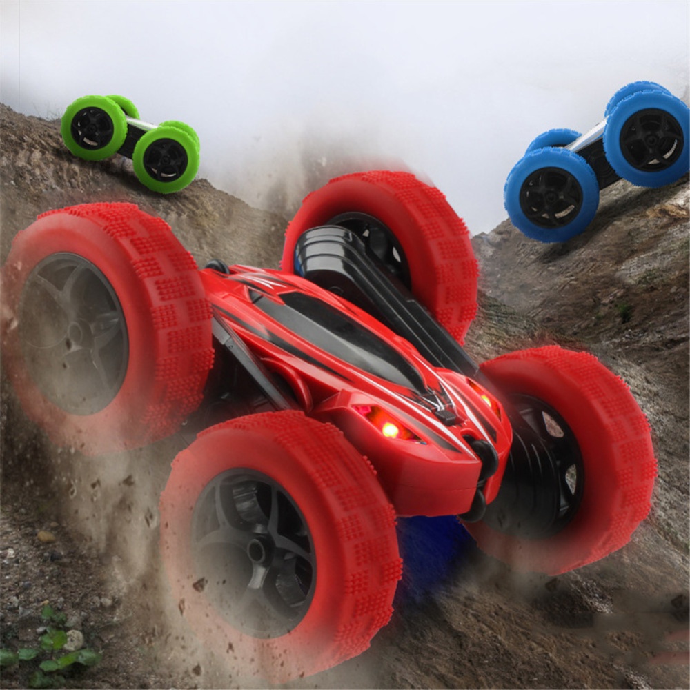 360 Degrees Rotating Double Sided RC Stunt Car with Light 1:24 Modeling Toy for Kids blue - Image 2