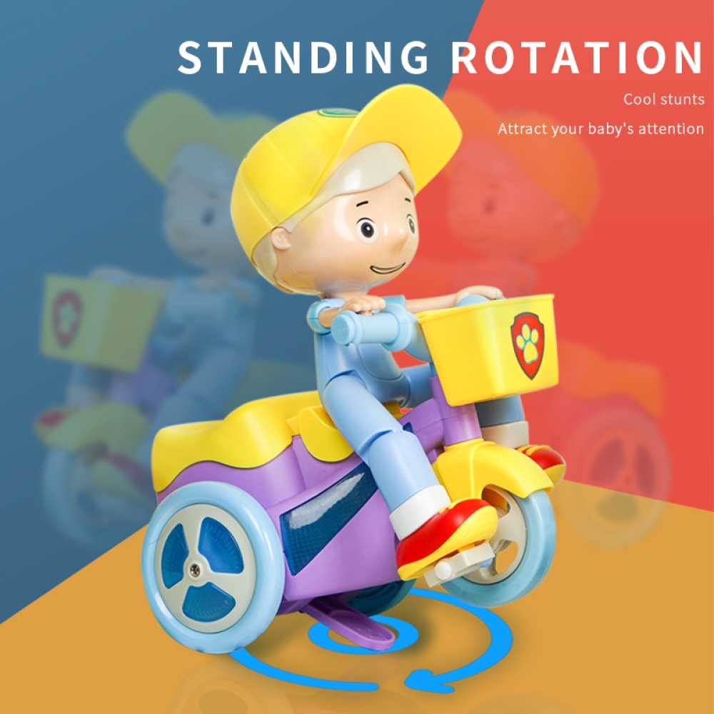 Children Electric Stunt Tricycle Universal Crane Head 360 Degree Rotation Music Lighting Car Educational Toy White - Image 2