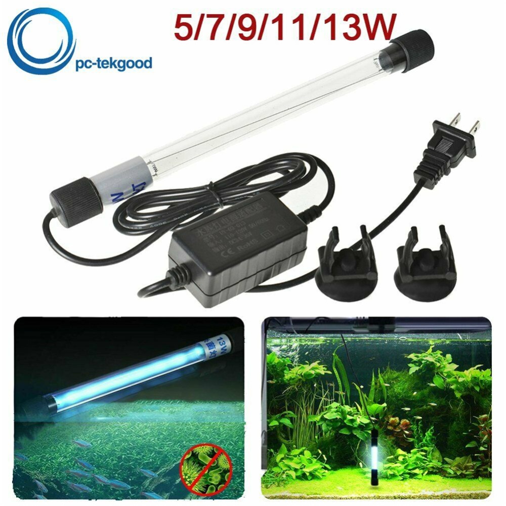 Uv Light Aquarium Submersible Sterilizer Pond Germicidal Clean Lamp Fish Tank US Plug 9w