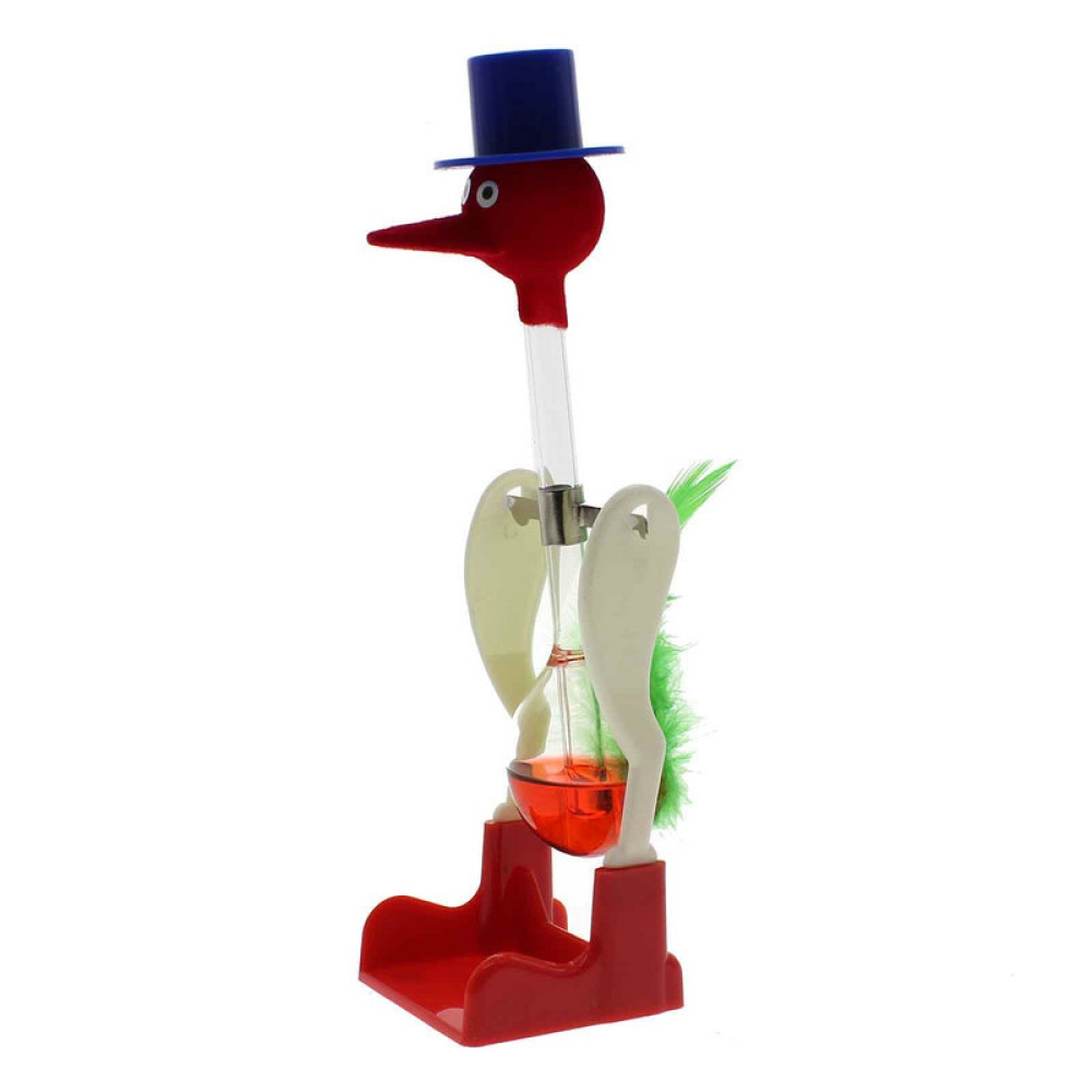 Creative Non-Stop Liquid Drinking Glass Lucky Bird Funny Duck Drink Water Desk Toy Perpetual Motion red - Image 2