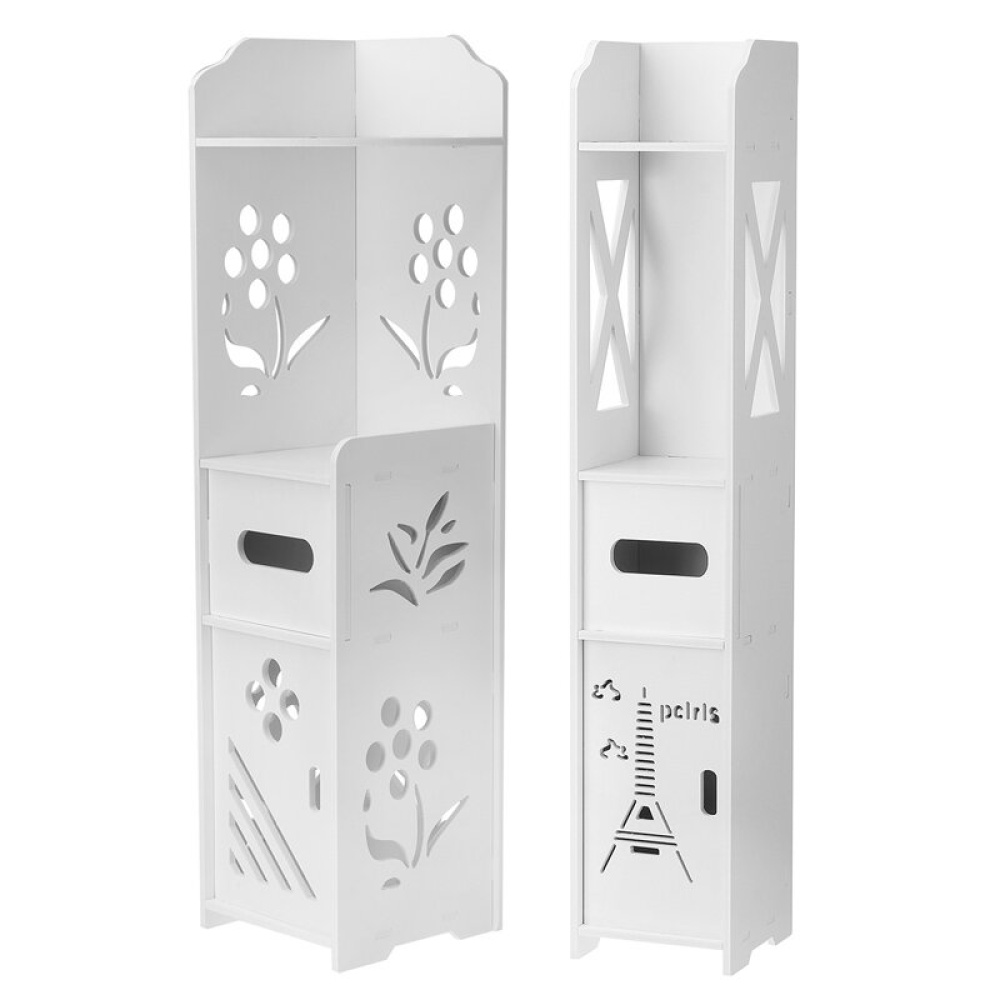 Bathroom Toilet Storage Cabinet Organizer Standing Rack Bedroom Cupboard Holder - White - Small Side Cabinet