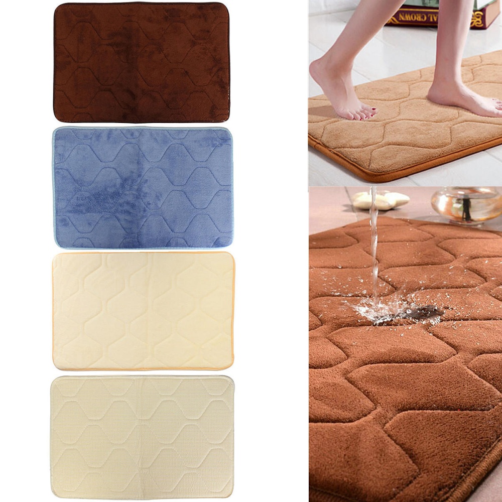 40x60cm Absorbent Soft Memory Foam Mat Bath Rug Anti Slip Carpet - Blue - Image 2