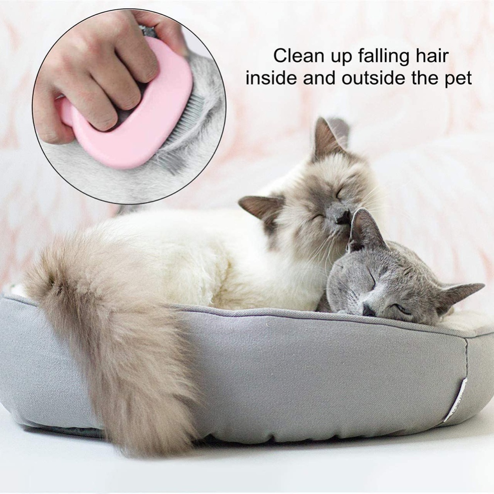 Massaging Shell Comb For Cat Dog Cleaning Brush Hair Removal Shedding light green - Image 3