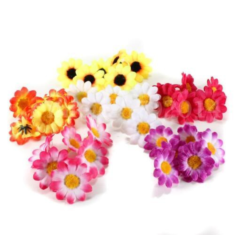 100Pcs Artificial Daisy Gerbera Heads Silk Flowers Wedding Birthday Party Decorations - Yellow Red - Image 2