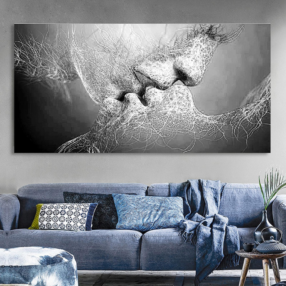 Black & White Love Wall Art Picture Print Abstract Arts on Paintings For Room Decorations - L - Image 2