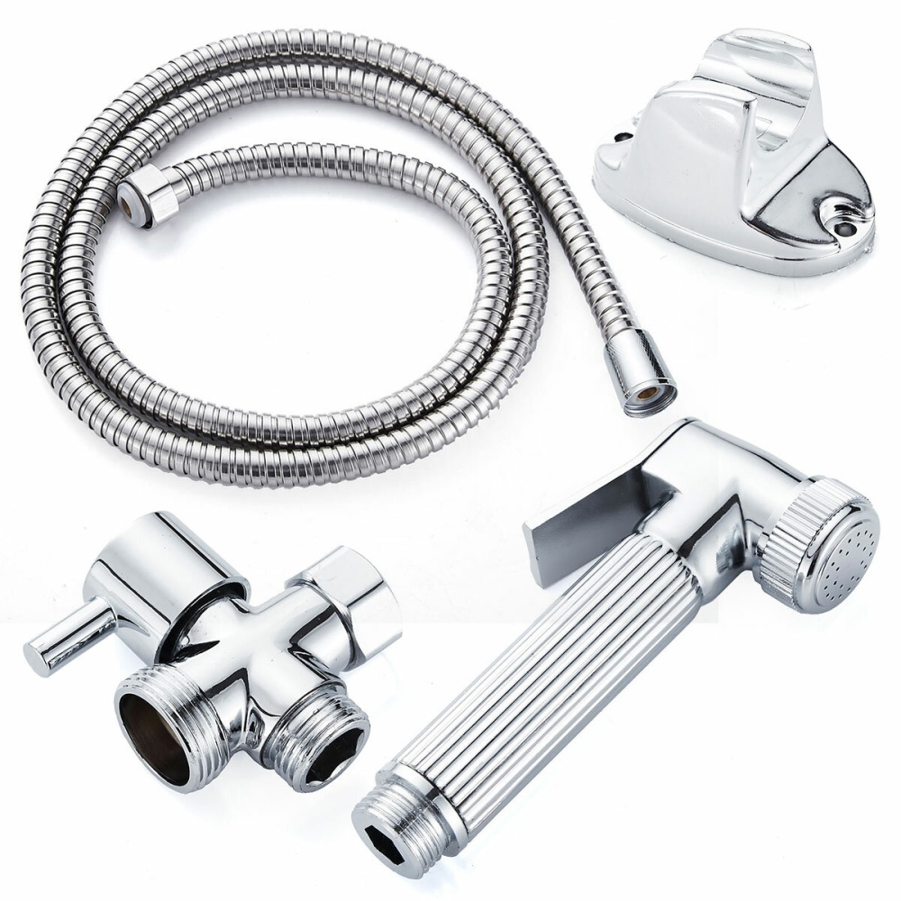 Stainless Steel Handheld Douche Bidet Sprayer Shower Head Toilet Adapter Hose Kit - B - Image 2