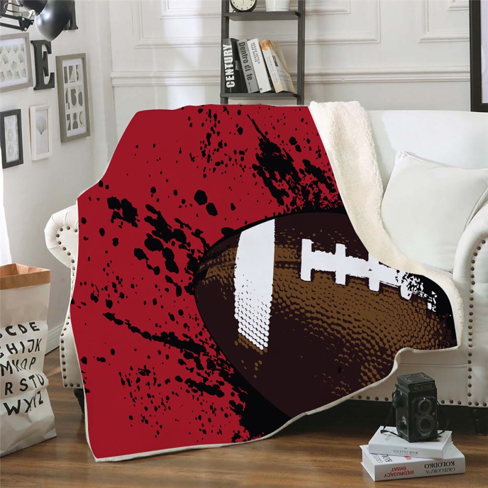 Double Thicken Blanket 3D Digital Printing Blanket Fugby Series Sofa Cover Rugby Cartoon Bedding - 150*130cm #1 - Image 2