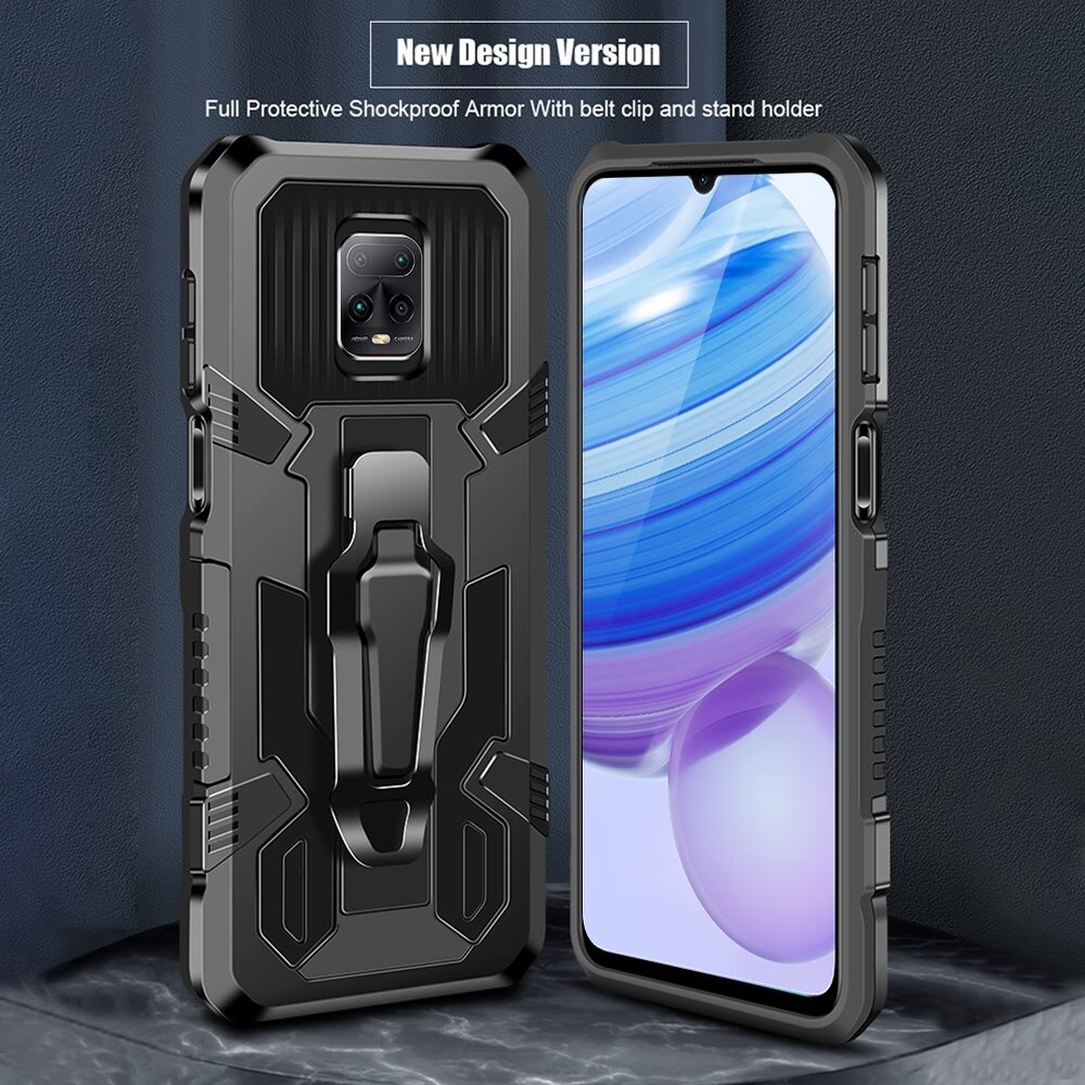 for Xiaomi Redmi Note 9 / Redmi 10X 4G Case Dual-Layer Rugged Armor Magnetic with Belt Clip Stand Non-Slip Anti-Fingerprint Shockproof Protective Ca - Image 2