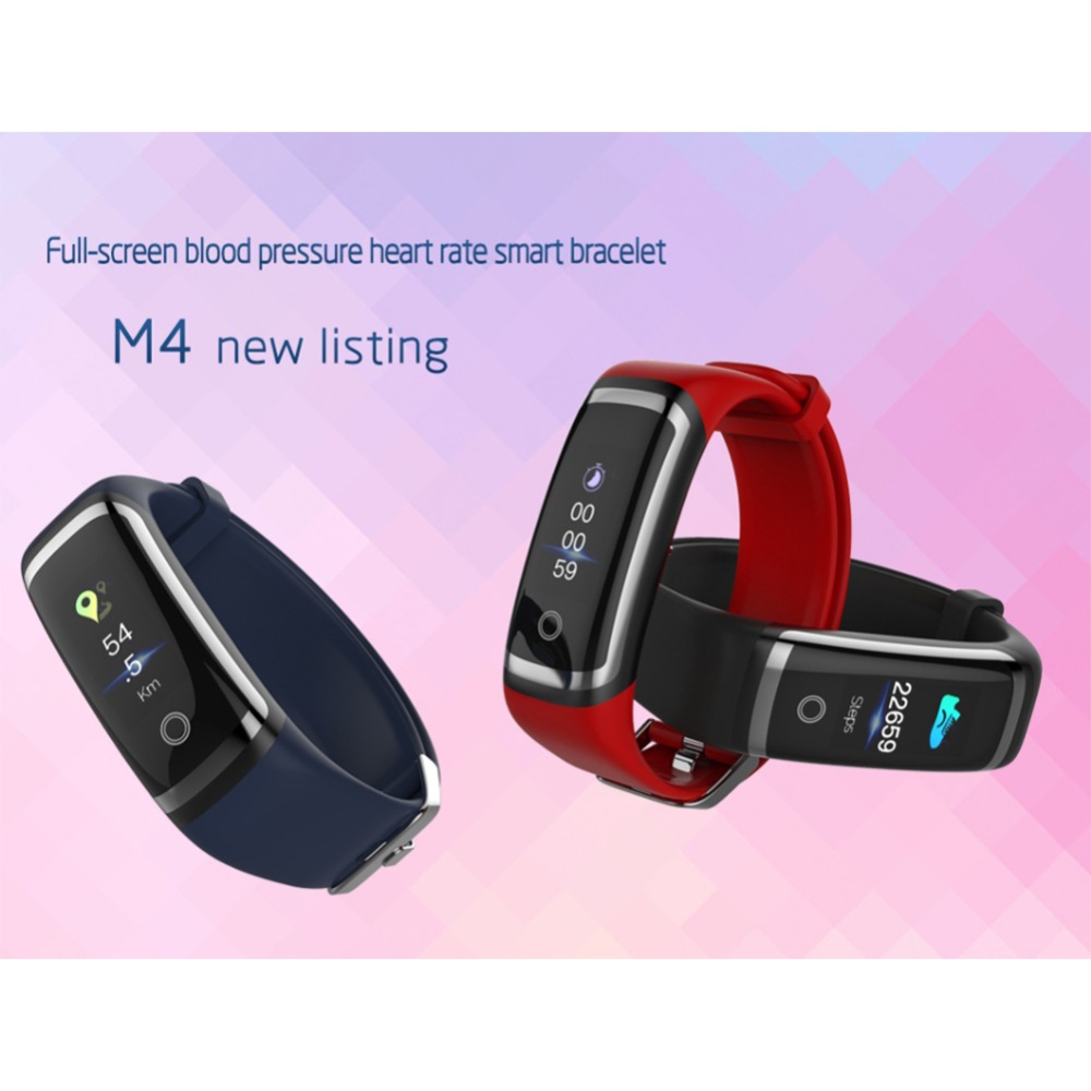 M4 Colorful Screen Smart Watch Continuous Heart Rate Blood Pressure Health Monitoring Sports Ip67 Waterproof Bracelet Silver red - Image 2