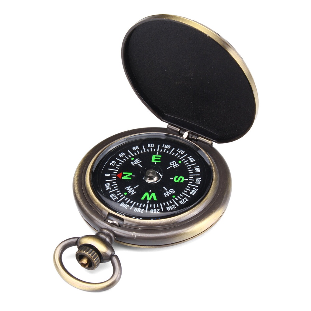 CHARMINER Pocket Compass with Chain Portable Brass Compass Classic Jumping Lid Waterproof Watch Flip-Open Navigation Tools - Image 2