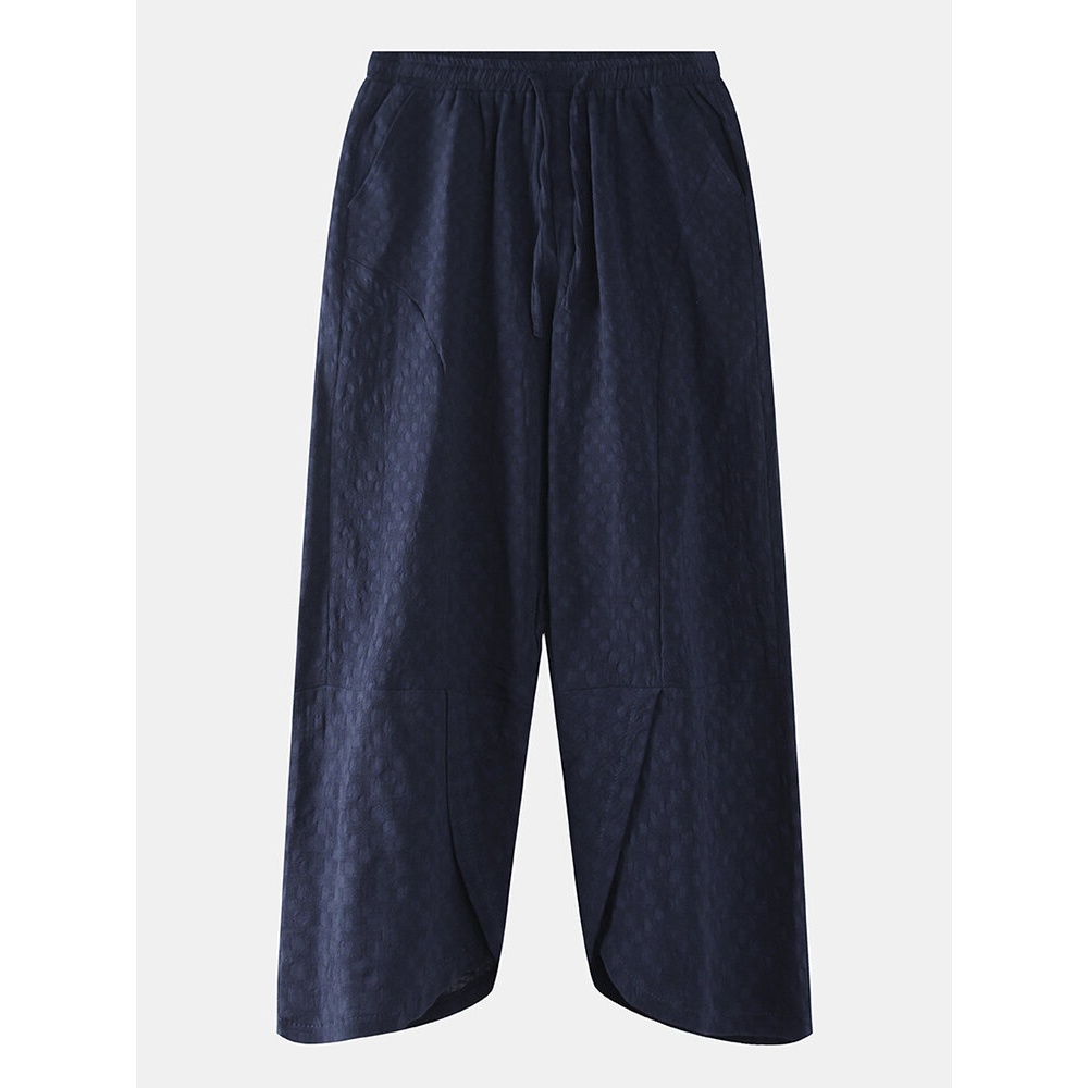 Mens Solid Color Elastic Waist Drawstring Casual Harem Pants - Green XL