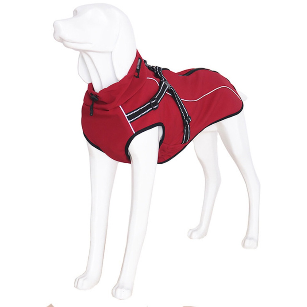 Waterproof Dog Jacket Reflective Large Clothes Coats Winter Warm Outdoor Suit - S Red - Image 2