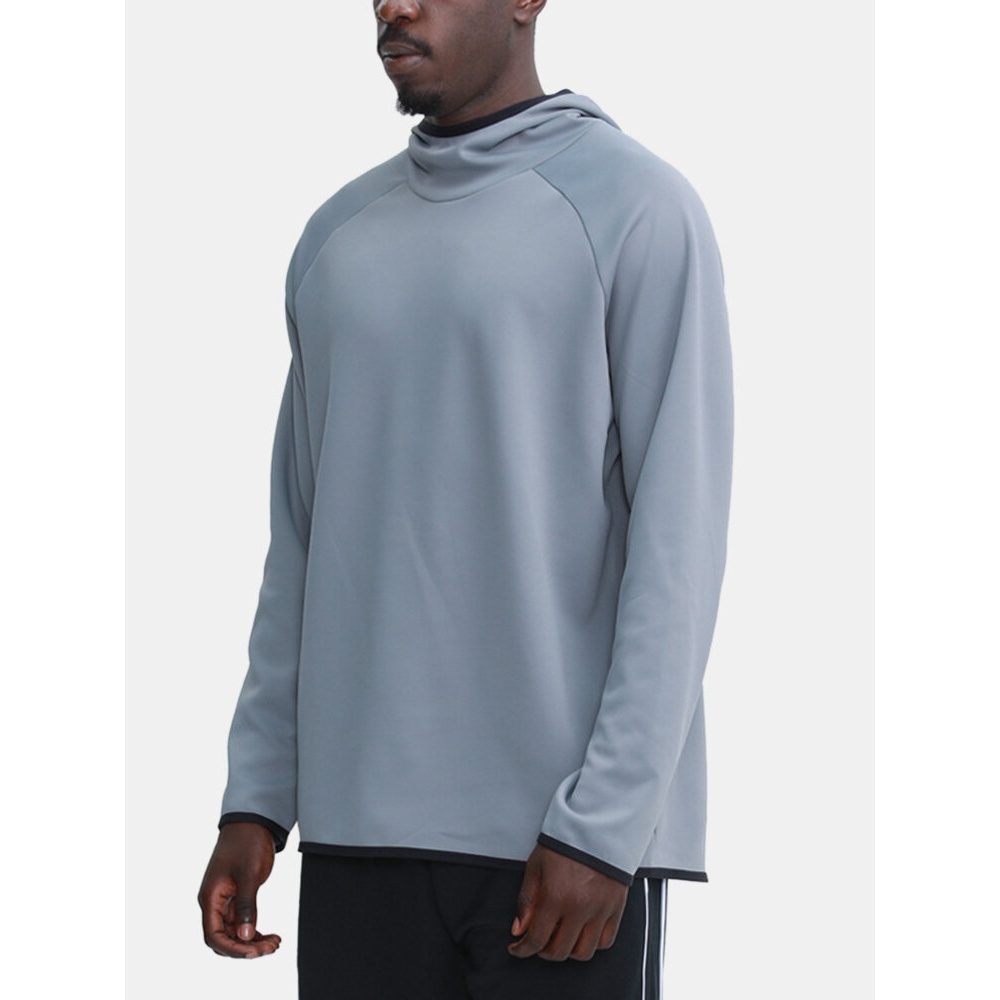 Mens Solid Color Raglan Sleeve Fitness Sport Overhead Hoodies - Black S