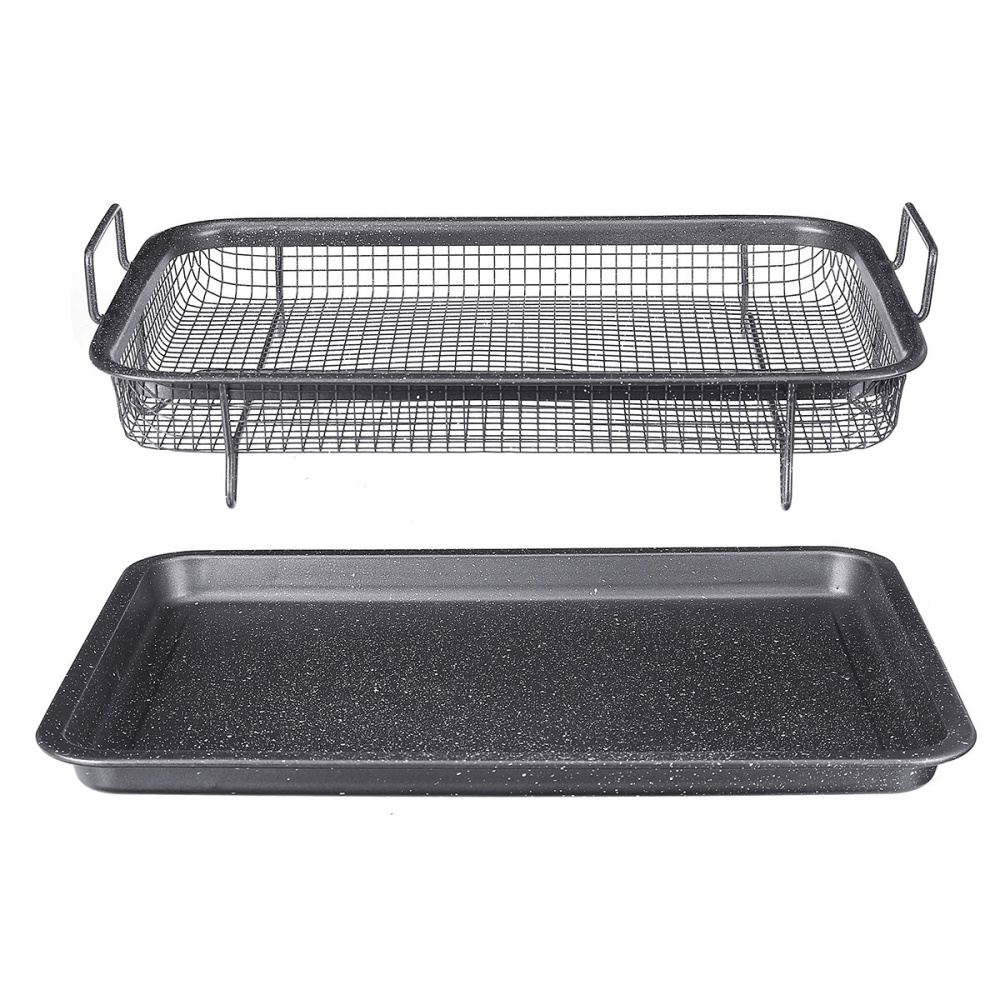 2Pcs Non Stick Mesh Pan Air Fryer Oven Mesh Baking Grill Tray Basket Tool - Image 2