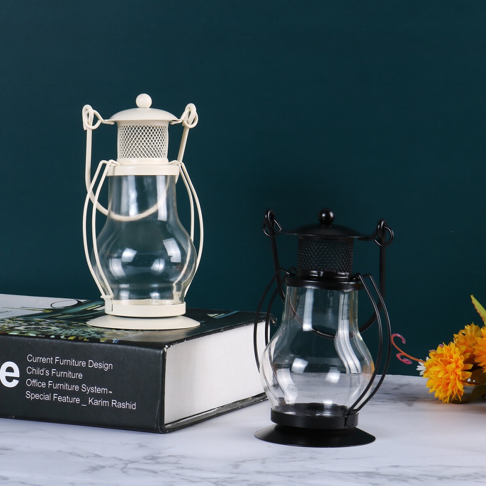 Iron Craft Candle Hanging Stand Lantern Romantic Candlelight Holder Candlestick - Black