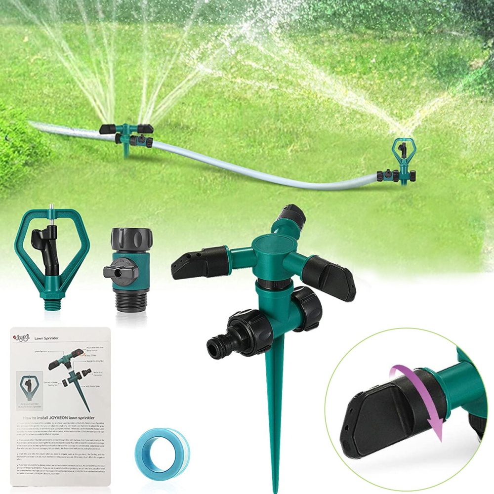 JOYXEON 3-head 360 Angles Rotating Sprinkler With Support Rod Garden Lawn Automatic Irrigation Watering Systems Sprinkler - Image 2