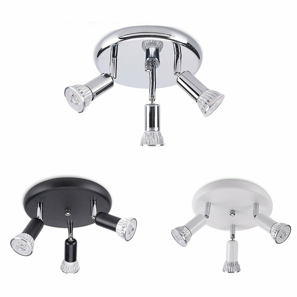 3-Way LED Ceiling Spot Lights Fitting Kitchen Spotlight Bar Lamp GU10 Adjustable - Black - Image 2