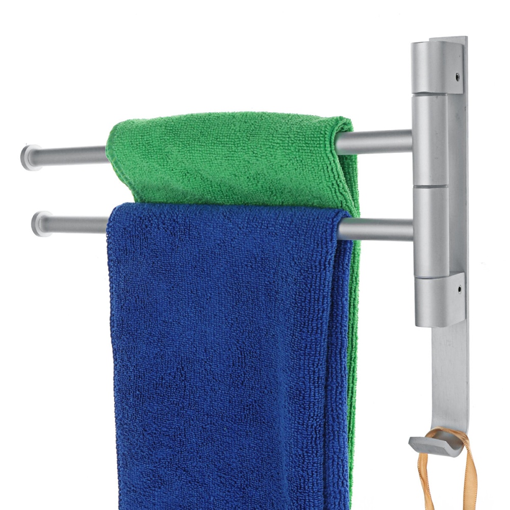 Aluminum Wall Mount Towel Rail Rack Rotatable Holders 2/3/4/5 Storage Hanger - 1 - Image 2