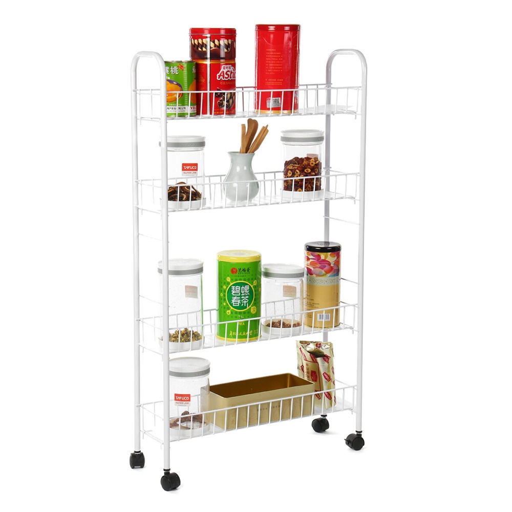 4 Layer Movable Storage Rack with Wheels Refrigerator Gap Cart Saving Space for Multipie Applications - Image 2