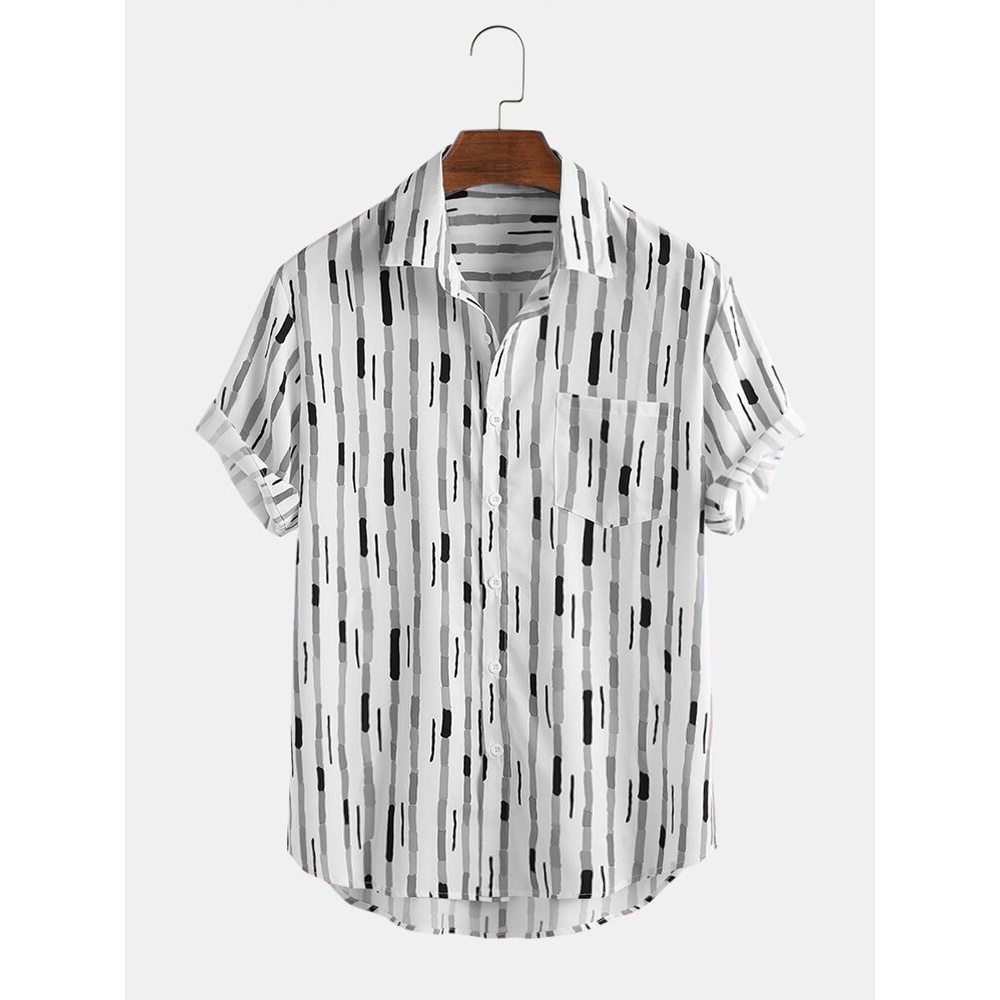 Mens Fashion Dot Printing Breathable Short Sleeve Causal Shirts - 2XL Red