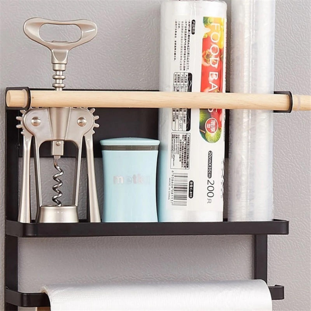 Magnetic Refrigerator Fridge Sidewall Paper Towel Holder Storage Rack Shelf Kitchen Organizer Space Saver - white - Image 2