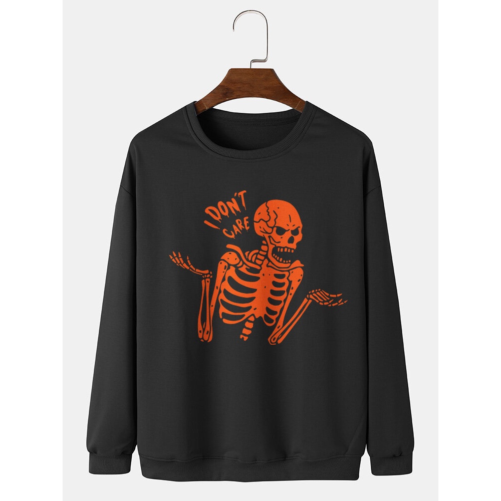 Mens  Skeleton Cartoon Casual Sweatshirt - White L