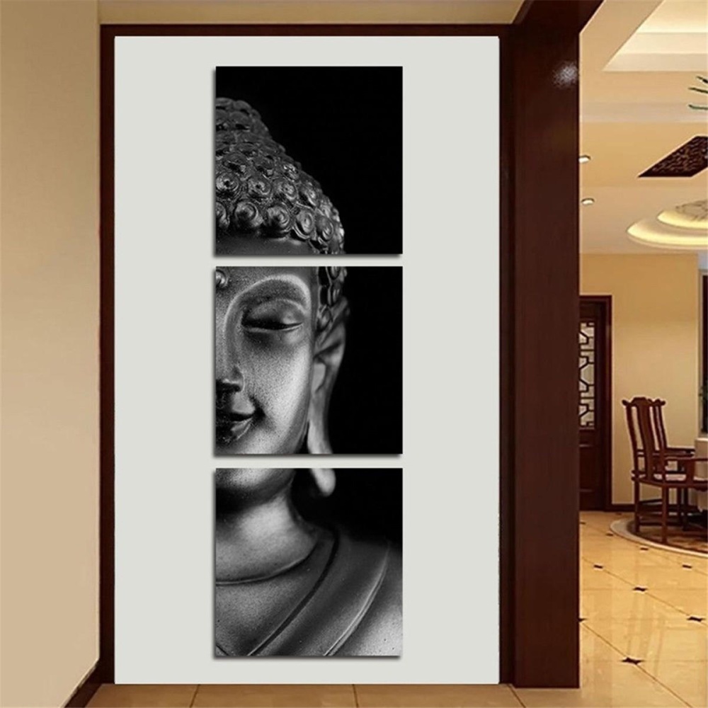 3Pcs Set Print Art Paintings Wall Picture Home Decor Unframed Black - 40cm - Image 2