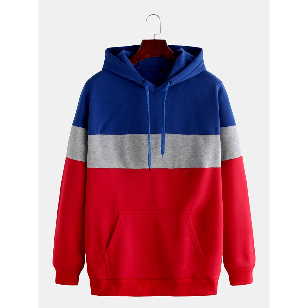 Mens Fashion Cotton Patchwork Color Casual Long Sleeve - 2XL #3