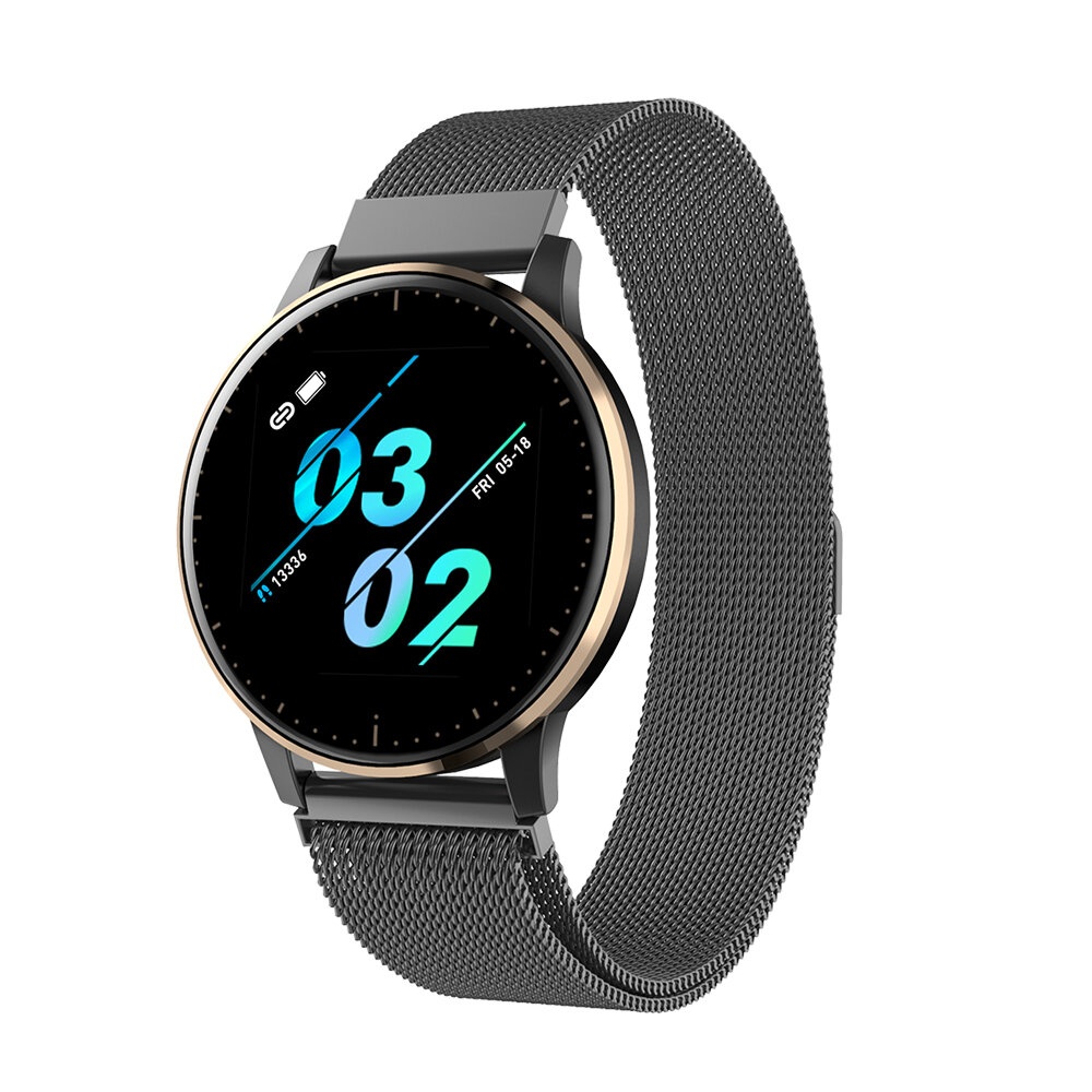 Q20 Full Touch Steel Band Wristband Heart Rate and Blood Pressure Monitor Music Control Smart Watch - Gold - Image 2