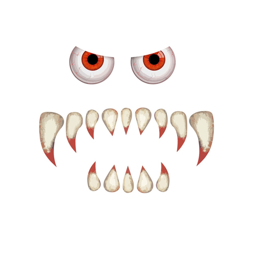 Scary Monster Face Devil with Eyes Teeth Cutouts Combination Sticker Window Gateway Door Car Sticker Decor - Type1 - Image 2