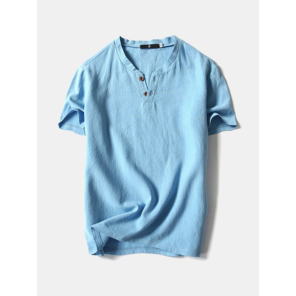 Mens Fashion V-neck Short Sleeved T-shirts - 2XL Navy