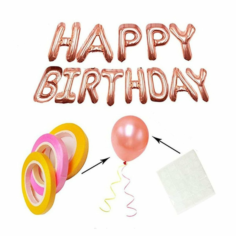 48PCS Rose Gold Birthday Party Balloons Happy Birthday Letter Foil Balloon Decor - Image 2