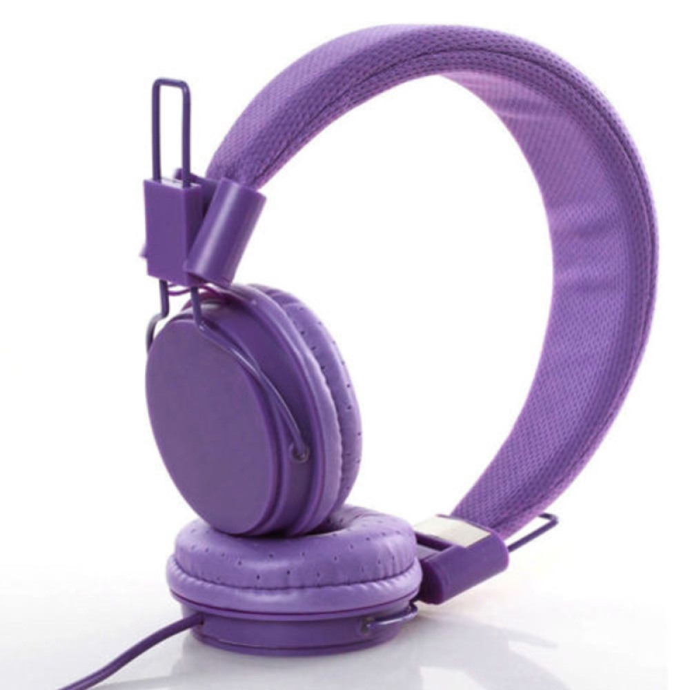 Kids Wired Ear Headphones Stylish Headband Earphones for iPad Tablet purple