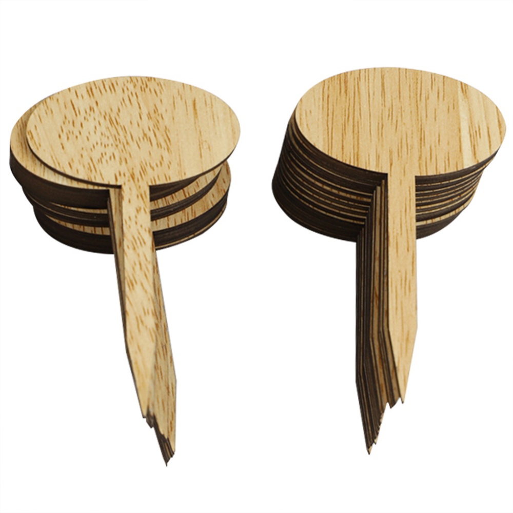 Plant Shaped Wooden Labels Decorative Garden Tags For Seed Potted Herbs Flowers Vegetables JM00490 (50 oval packs)
