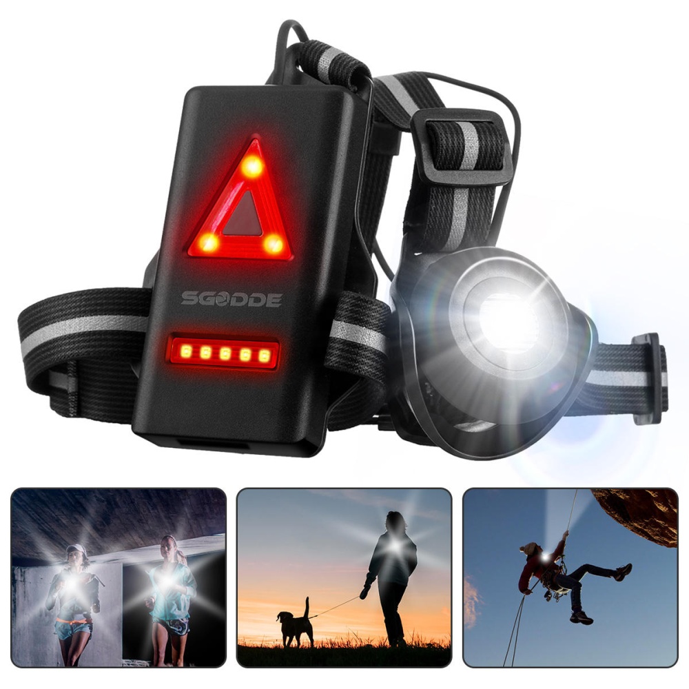 SGODDE Outdoor Night Running Light LED Front Bike Running Light With 120 ° Adjustable Beam Safety Warning Belt With Rechargeable Battery