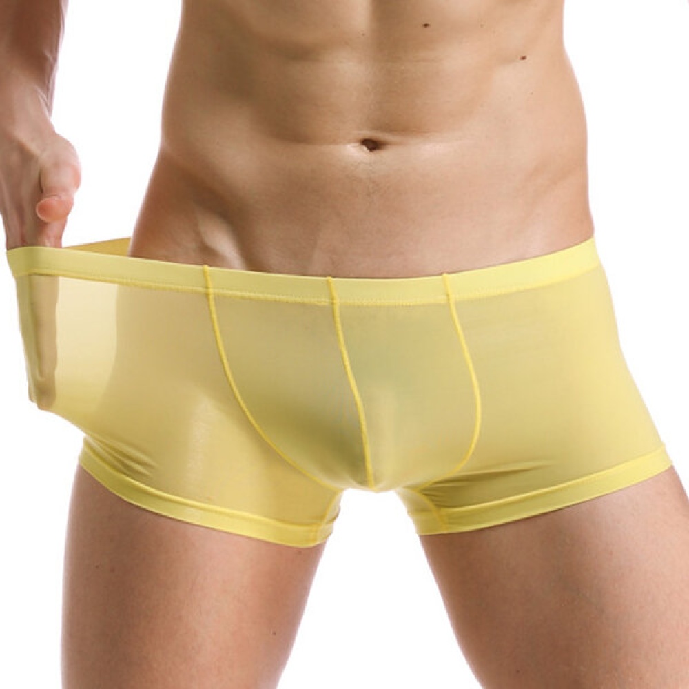 Thin Translucent Breathable Ice Silk Low Waist U Convex Boxers Briefs for Men - S White - Image 2