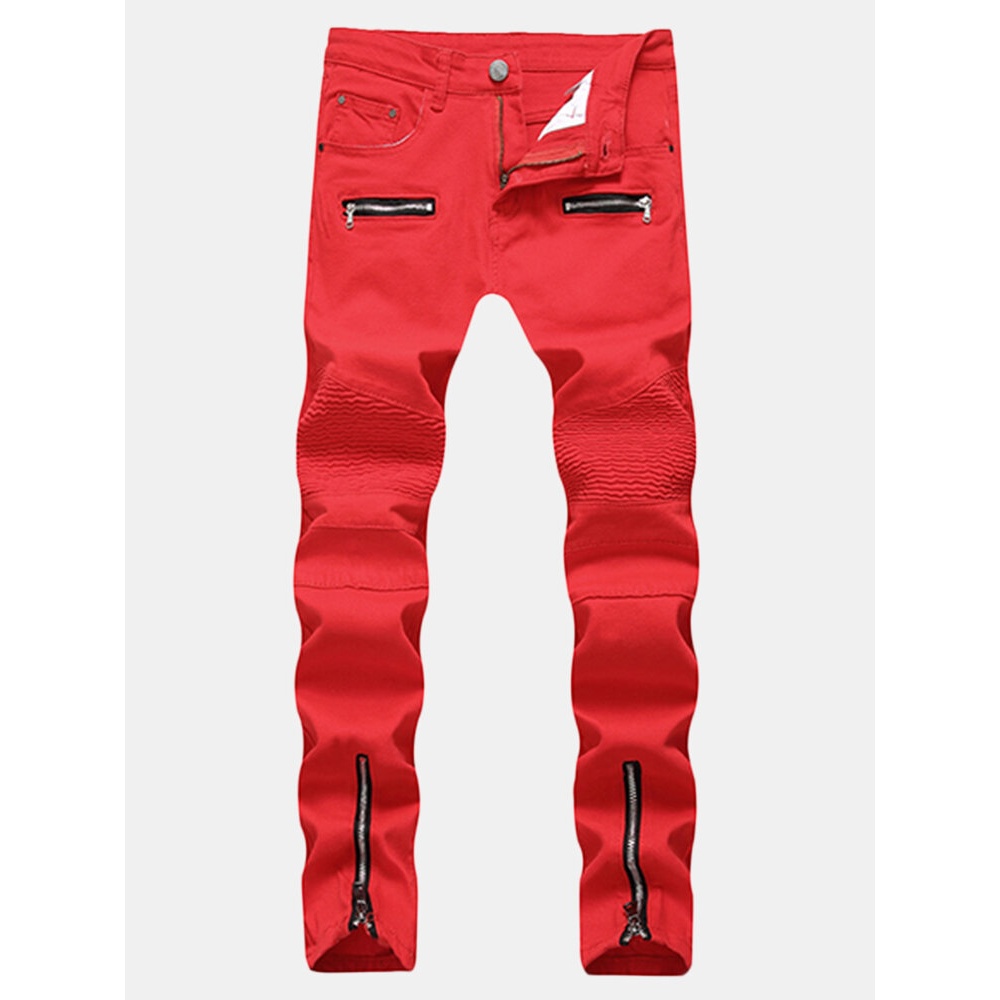 Mens Zipper Jeans - 40 White