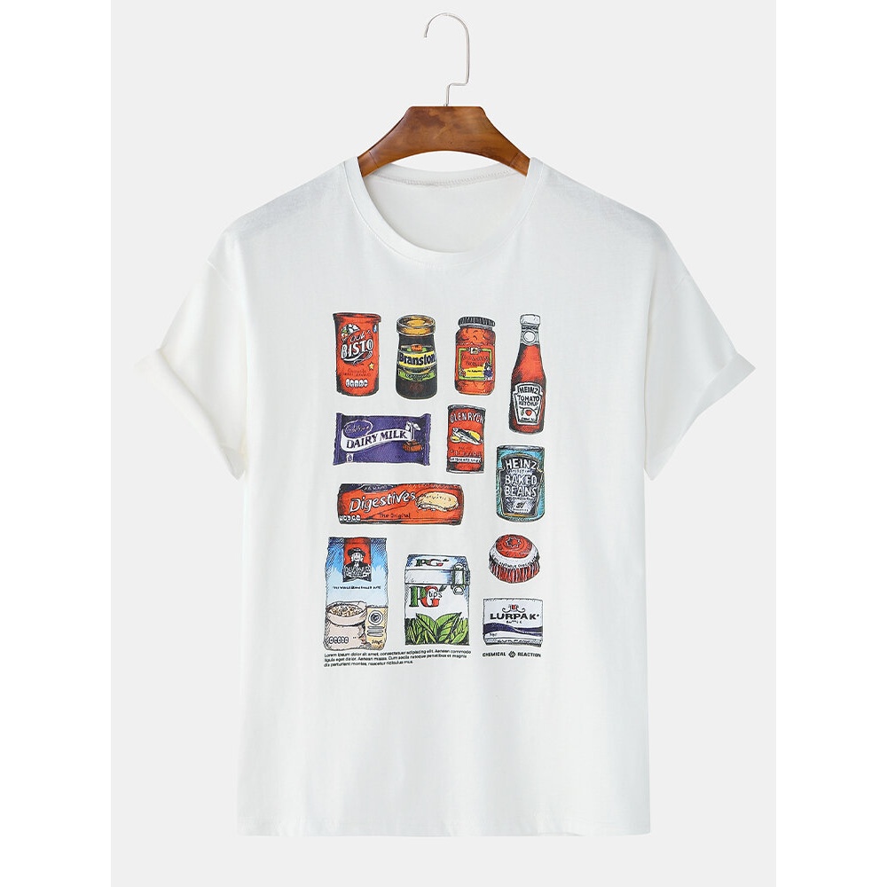 Mens Summer Loose Trend Compassionate Short Sleeved T-Shirts - White S