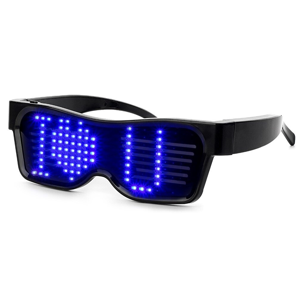 Bluetooth Programmable Text USB Charging LED Display Glasses Dedicated Nightclub DJ Holiday Party Birthday Children's toy Gift - Blue - Image 2