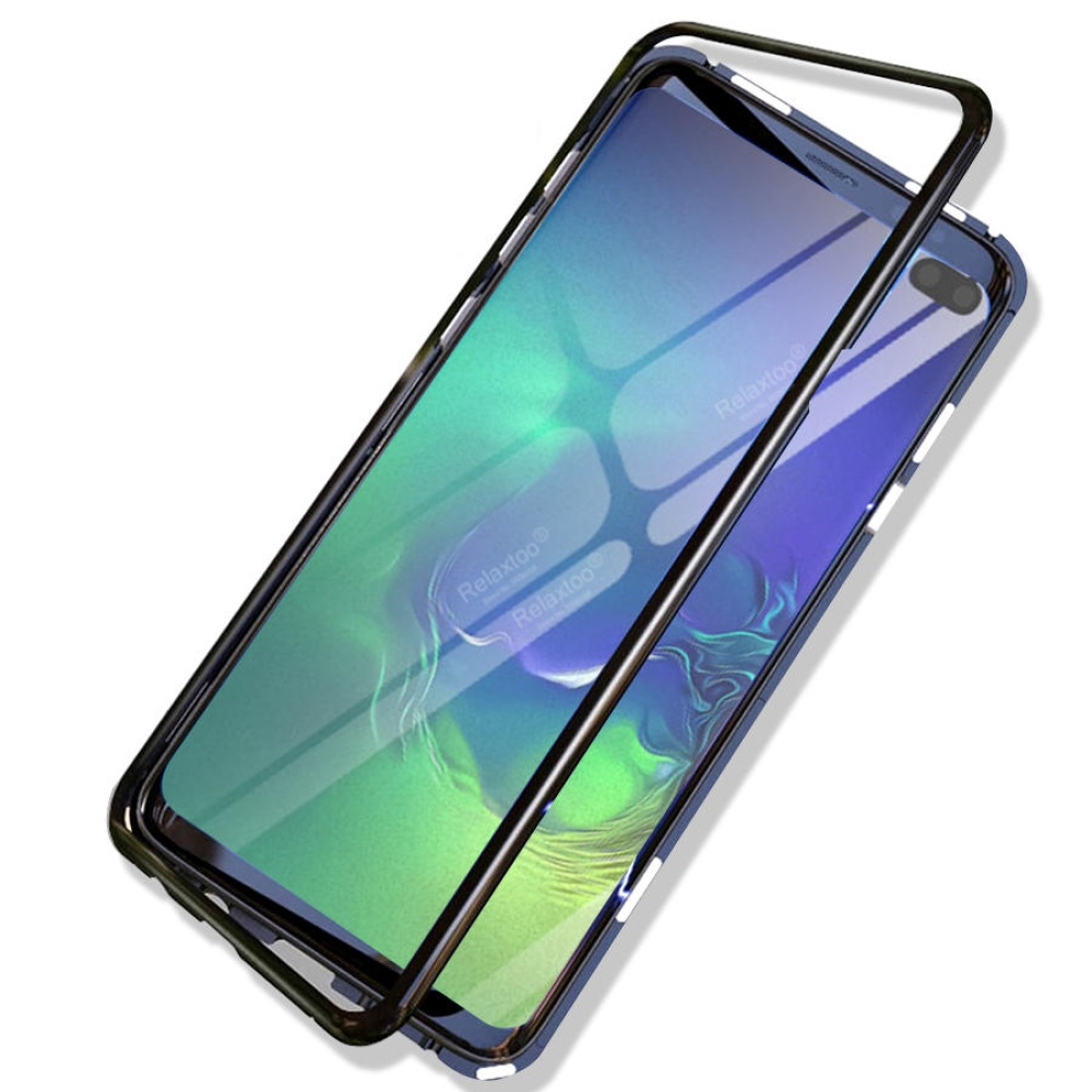 Magnetic Adsorption Aluminum Tempered Glass Protective Case for Samsung Galaxy S10e/S10/S10 Plus/S10 5G - S10e 5.8 Transparent Red - Image 2