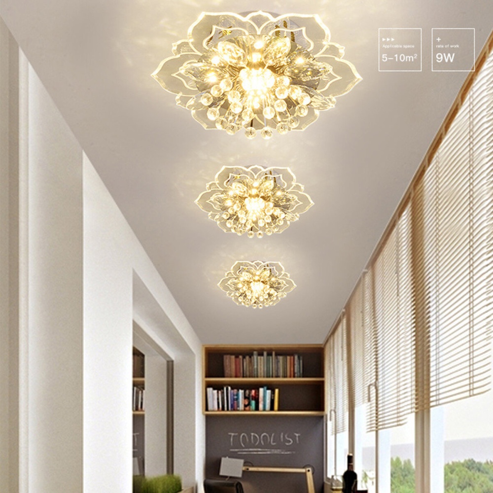 220V Crystal LED Ceiling Light Fixture Pendant Modern Lamp Home Room Lighting - Image 2