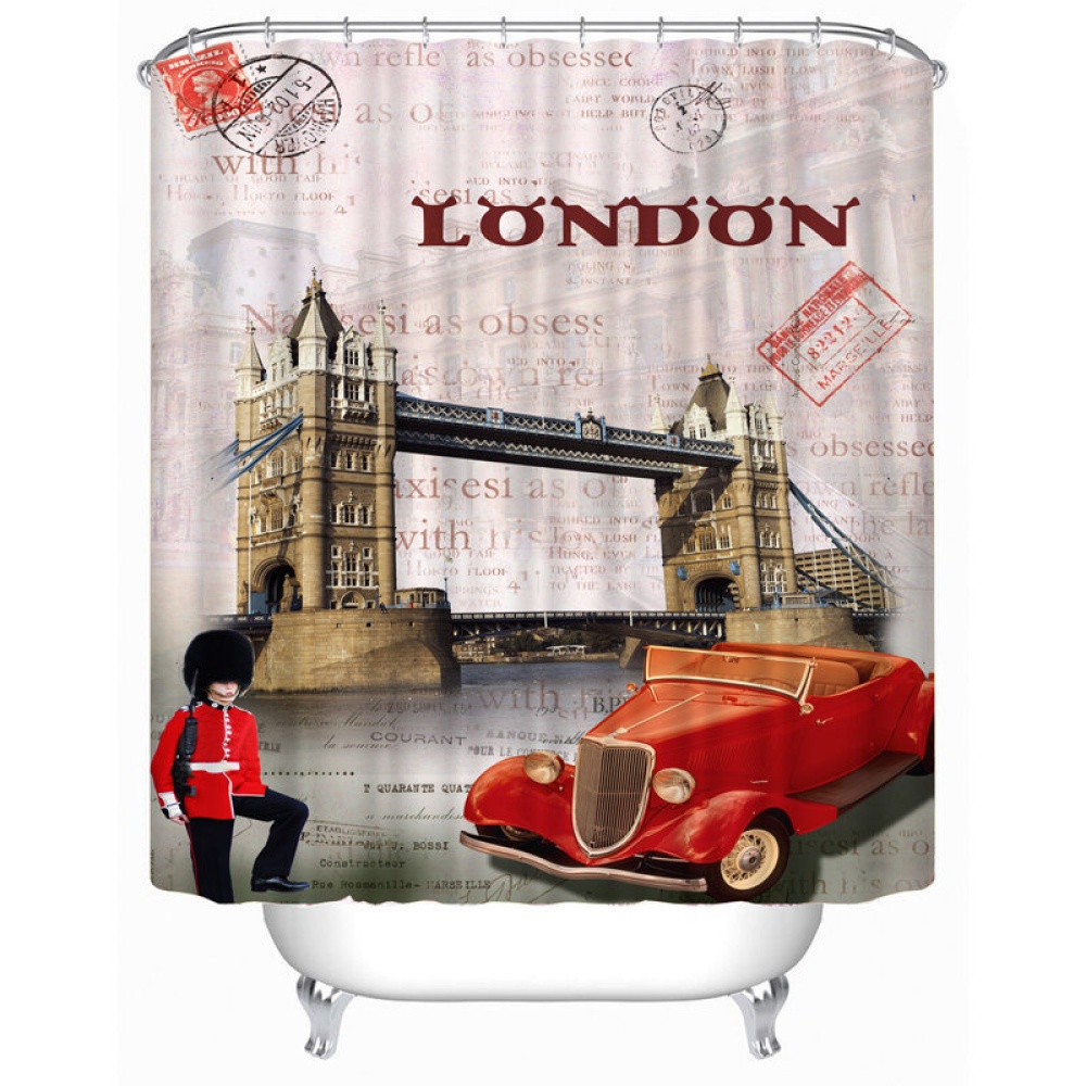 72x72 -Inch Completely Polyester Colormix Car Series Shower Curtains with 12 Rings - 12 - Image 2