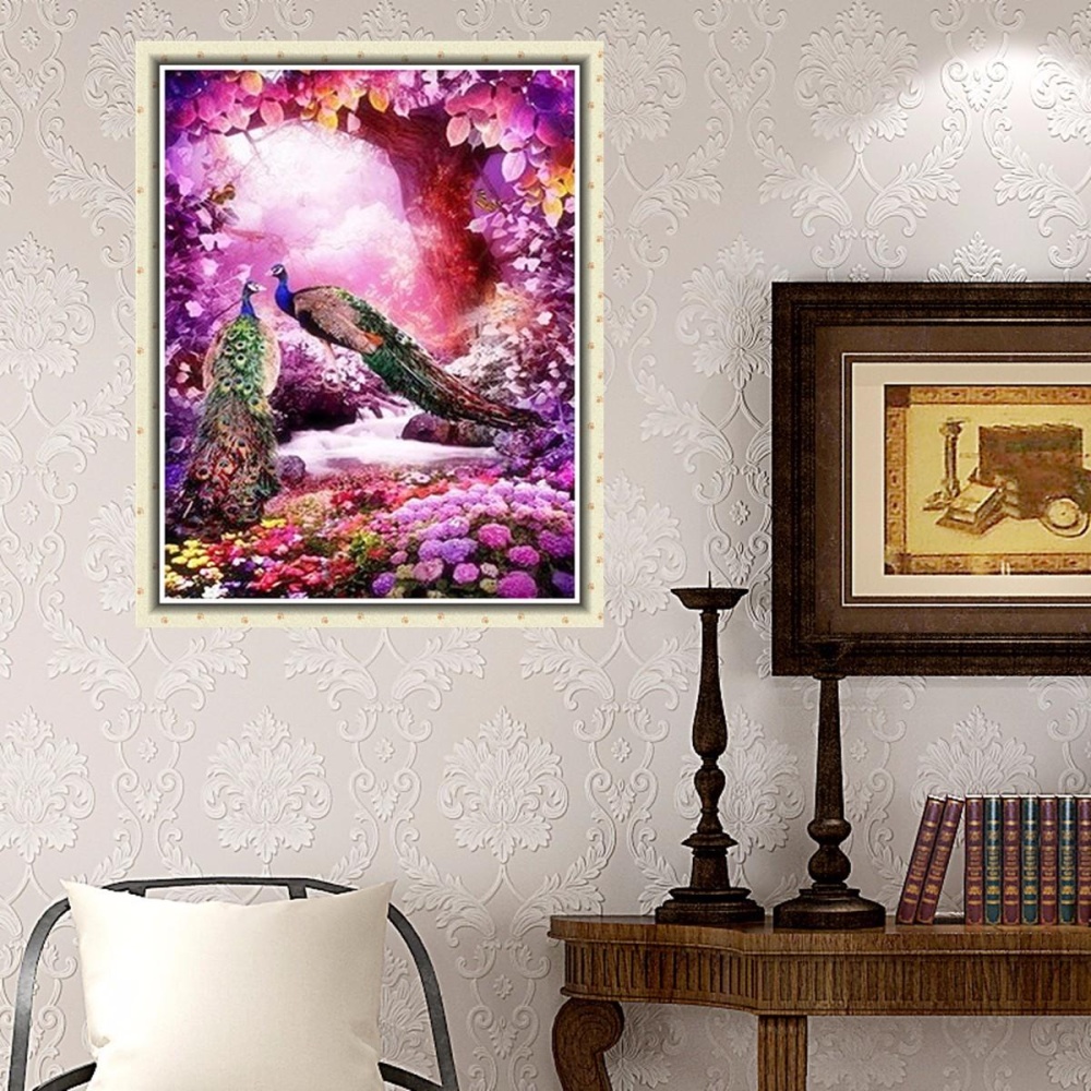 5D Peacock & Tree Flower Diamond Rhinestone Embroidery Painting Cross Stitch Home Decor - Image 2