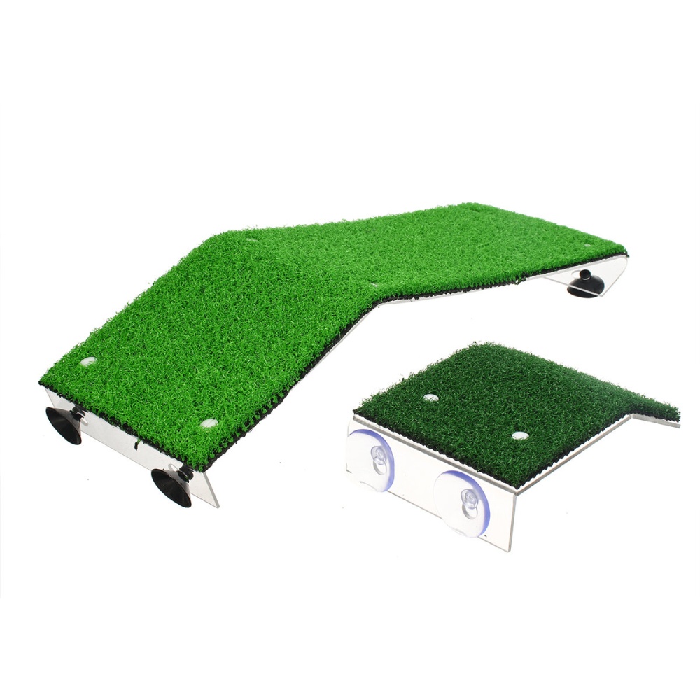 Turtle Basking Platform Rest Tortoise Ramp Reptile Tank Ladder Resting Terrace Simulation Lawn Platform Suction Cup - TL-50 - Image 2