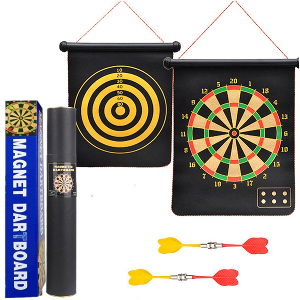 Magnetic Dart Board Double Sided Flocking Dartboards Safety Game Toy 12 inch color box