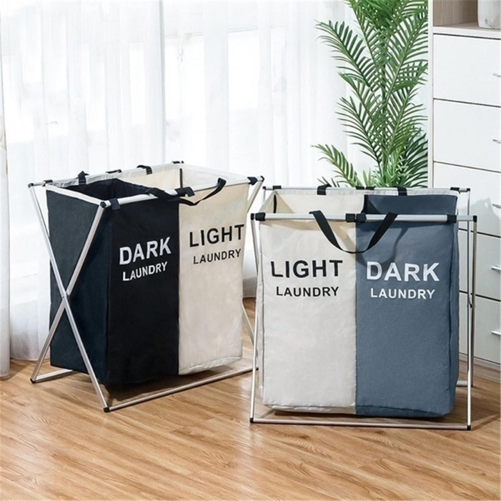 3 Grids Foldable Clothes Storage Hamper Baskets Organizer Laundry Bag - 4 gaten - Image 2